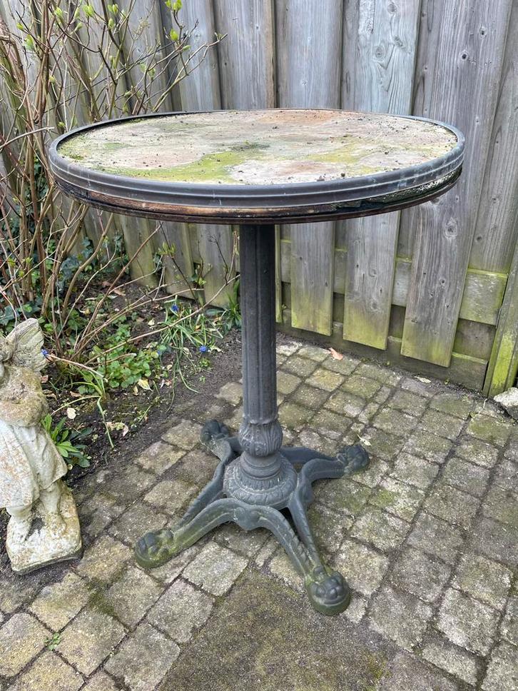 Tuintafeltje met gietijzeren voet, Tuin en Terras, Tuintafels, Gebruikt, Rond, Metaal, Ophalen