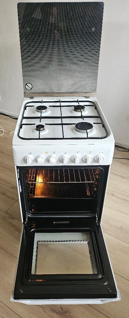 Schoon gasfornuis met elektrische oven, Ophalen, Gebruikt, Warmhoudplaat, 4 kookzones