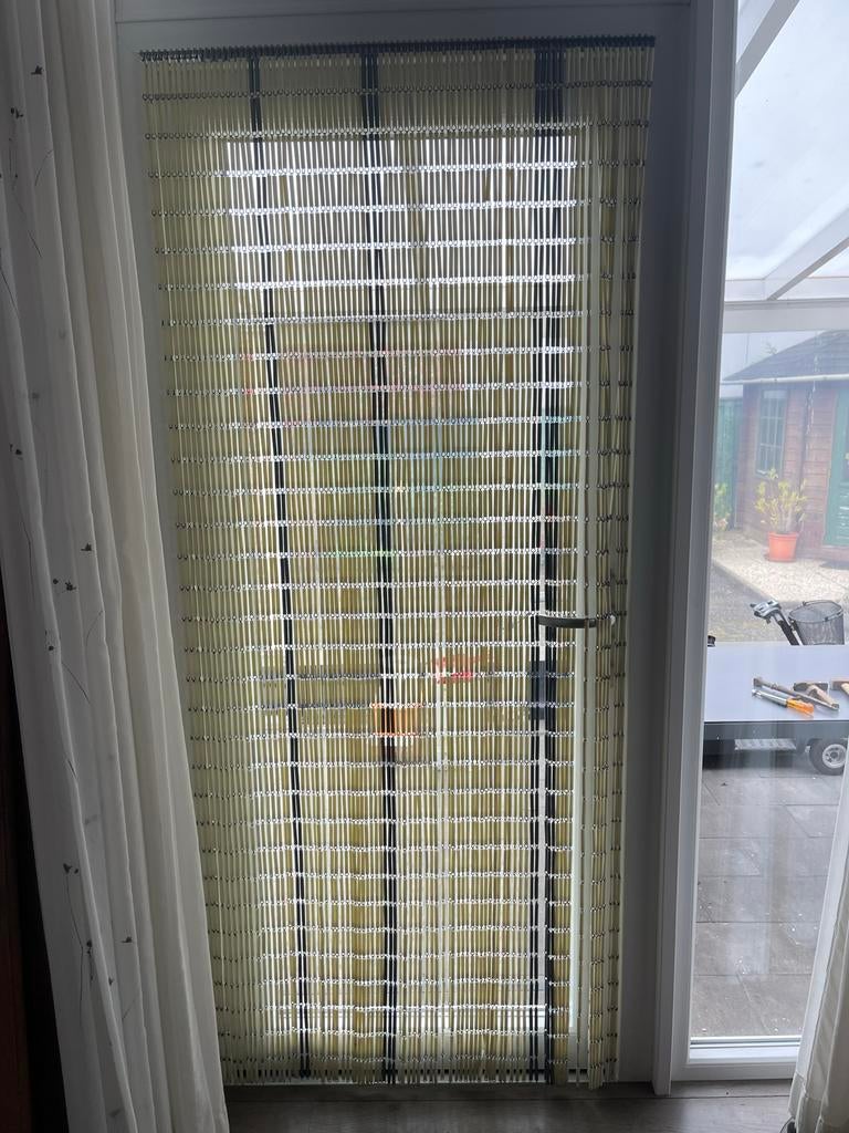 Hordeur / Vliegengordijn - Crème en Zwart, Minder dan 50 cm, Gebruikt, 200 cm of meer, Ophalen of Verzenden