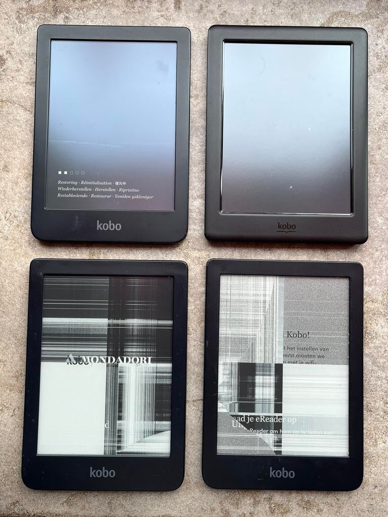 4x Kobo e-Reader voor onderdelen / reparatie, Computers en Software, E-readers, Ophalen of Verzenden, Niet werkend, 6 inch of minder