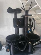 Grote stevige zwarte krabpaal met hangmat, mandjes en huisje, Dieren en Toebehoren, Ophalen of Verzenden, Krabpaal