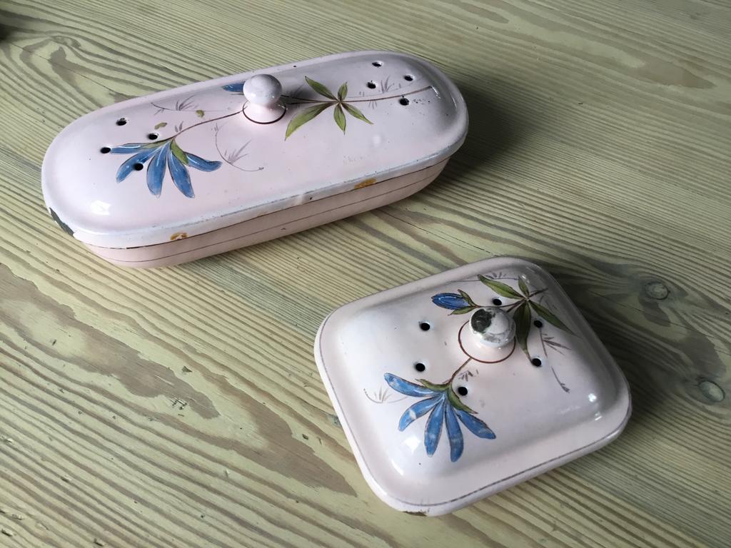 Lampetstel emaille bakjes, Antiek en Kunst, Ophalen of Verzenden