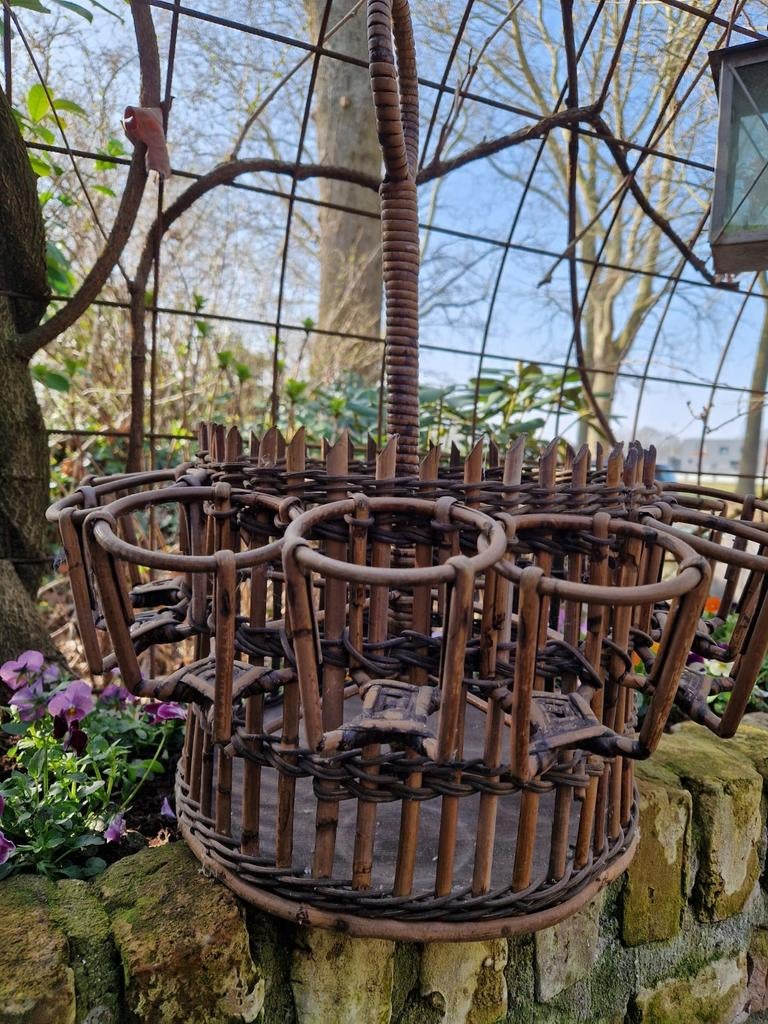 Rotan vintage mand voor flessen, Antiek en Kunst, Ophalen