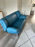 Lederen bank leolux blauw, Huis en Inrichting, Ophalen of Verzenden, Zo goed als nieuw, 75 tot 100 cm, Tweepersoons