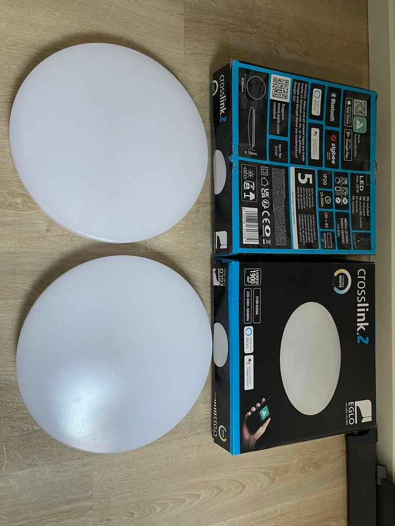 2x EGLO Crosslink.2 Smart LED Plafondlamp Zigbee 380mm, Huis en Inrichting, Ophalen of Verzenden, Zo goed als nieuw, Kunststof