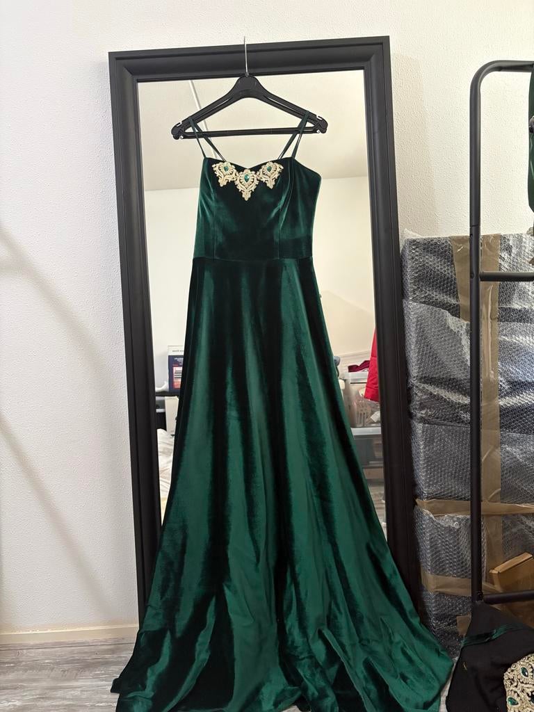 Henna jurk, Kleding | Dames, Jurken, Zo goed als nieuw, Maat 38/40 (M), Groen, Onder de knie, Ophalen of Verzenden