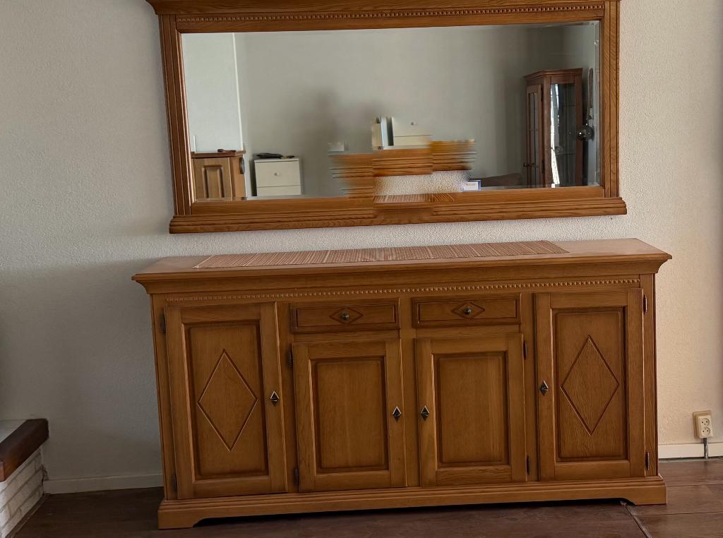 Prachtig klassiek dressoir + spiegel – veel opbergruimte, Ophalen