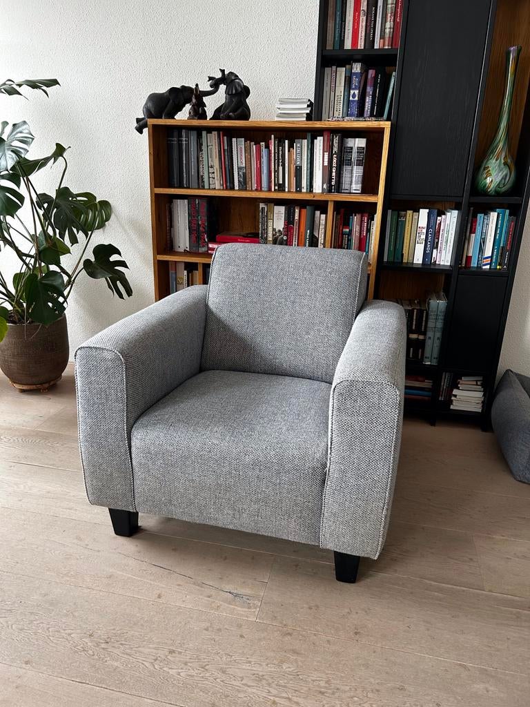 Lichtgrijze kubus fauteuil van merk Seven - Goede staat, Ophalen, Gebruikt, Stof, 75 tot 100 cm