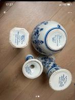 Set van 4 Delfts Blauwe Vazen en Kandelaar, Antiek en Kunst, Ophalen