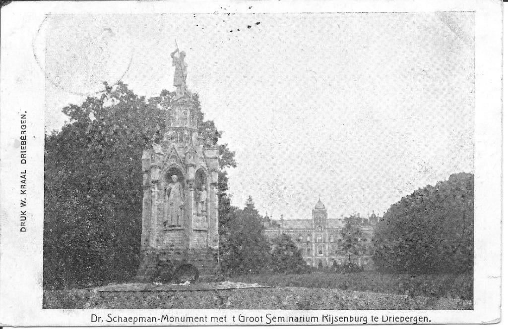 Dr Schaepman Monument Rijsenburg te Driebergen., Ophalen of Verzenden, Voor 1920, Gelopen, Utrecht