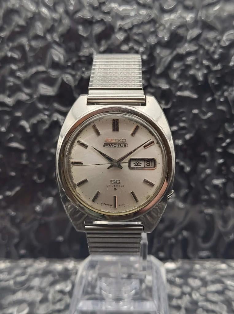 Seiko 5 Actus SS - Ref. 6106-8420 - Kanji Day Date Automaat, Seiko, Zwart, Ophalen of Verzenden, Zo goed als nieuw