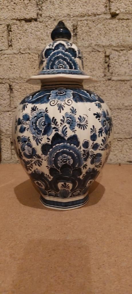 Delfts Blauwe Gemberpot met Deksel - Handgeschilderd, Ophalen of Verzenden