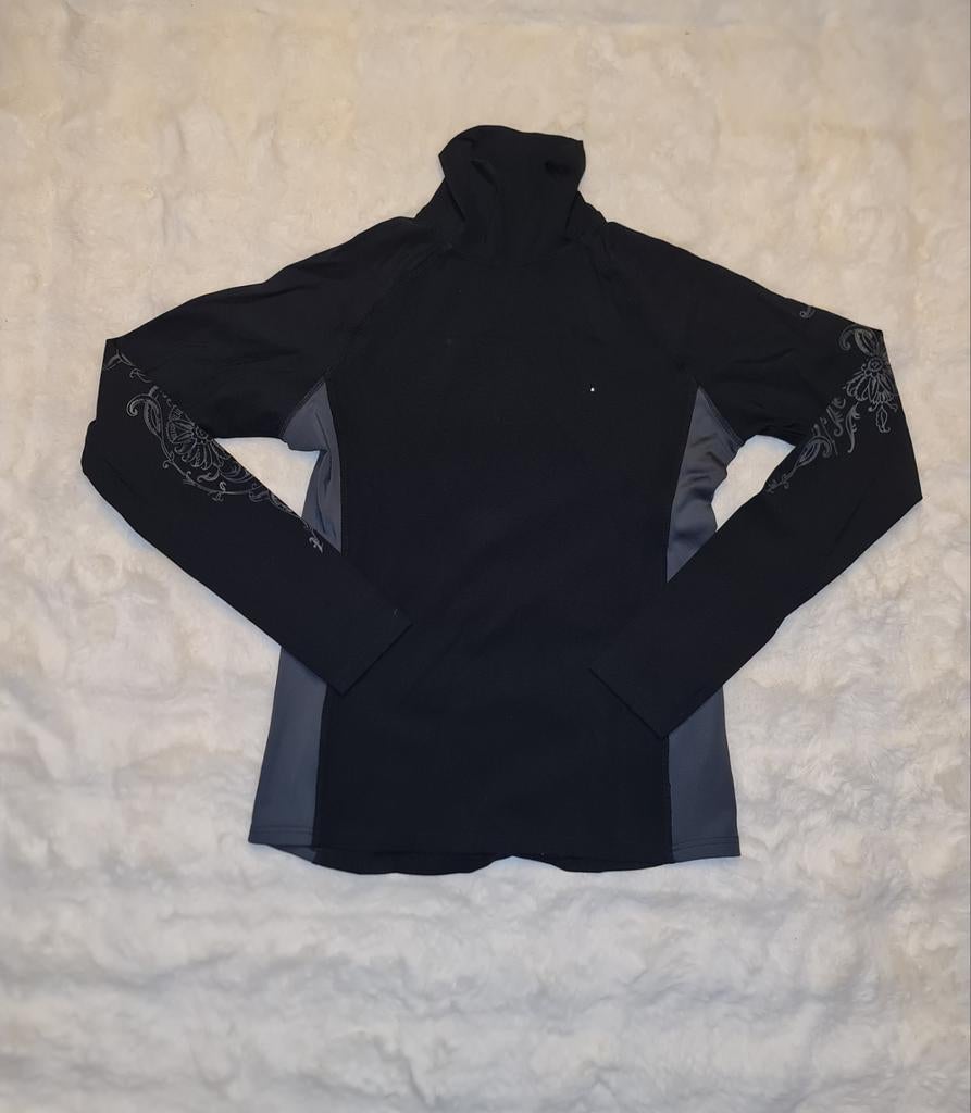 QHP zwart-grijze coltrui + sierlijke patronen, Zwart, Maat 42/44 (L), Lange mouw, Gedragen