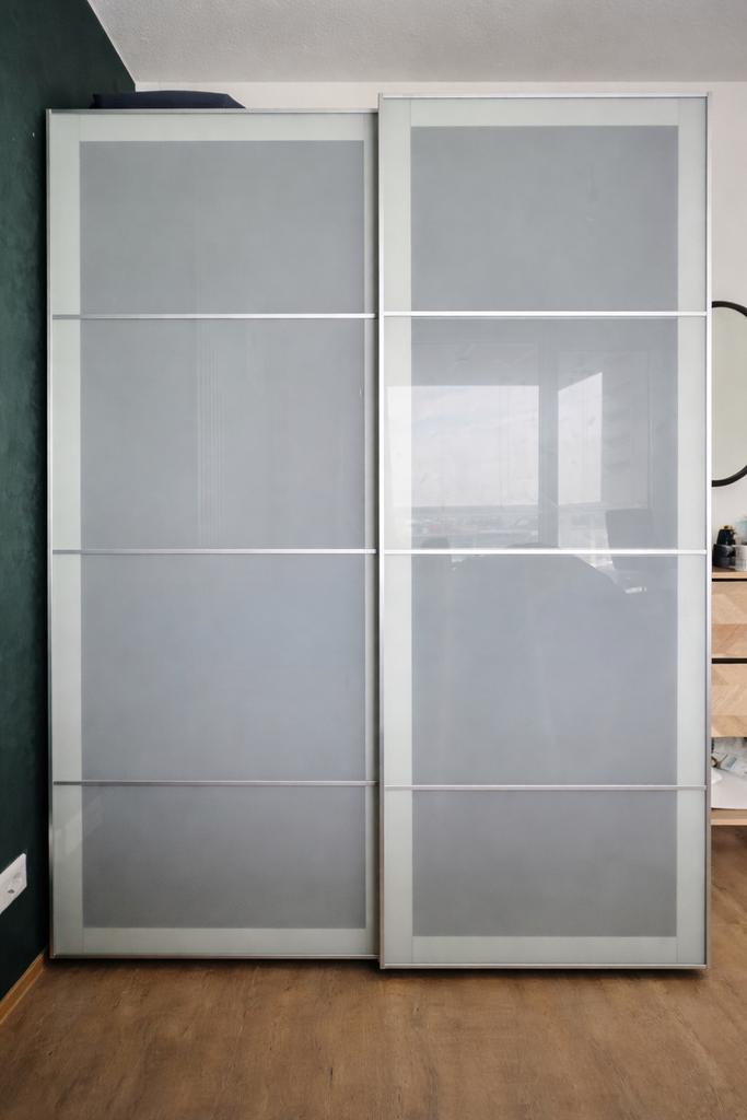 Ikea PAX kledingkast met schuifdeuren, Ophalen, 100 tot 150 cm, 200 cm of meer, Glas