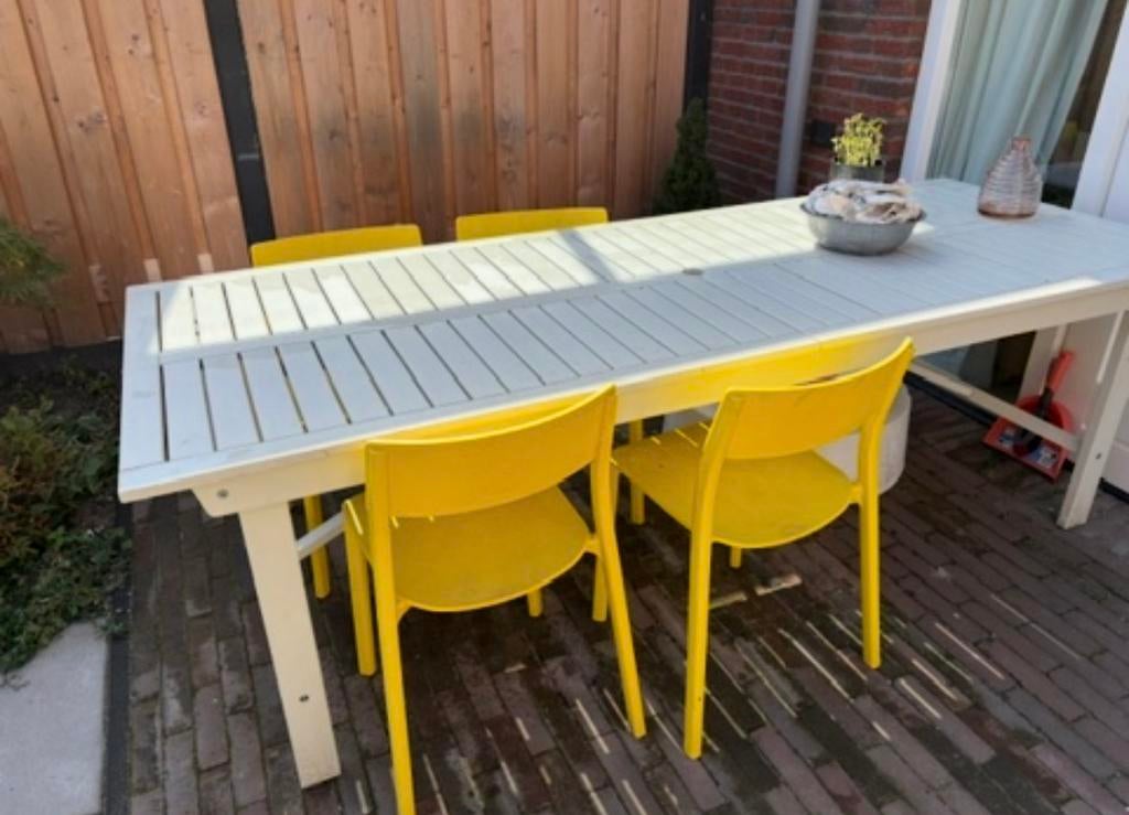 Tuin Tafel ikea Bondholmen inc 4 stoelen, Ophalen, Gebruikt, 6 zitplaatsen, Stoel