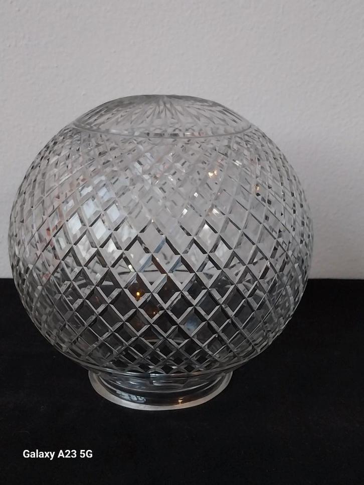 Art Deco geslepen glazen lampenkap lampenbol 16 cm, Antiek en Kunst, Antiek | Lampen, Ophalen of Verzenden