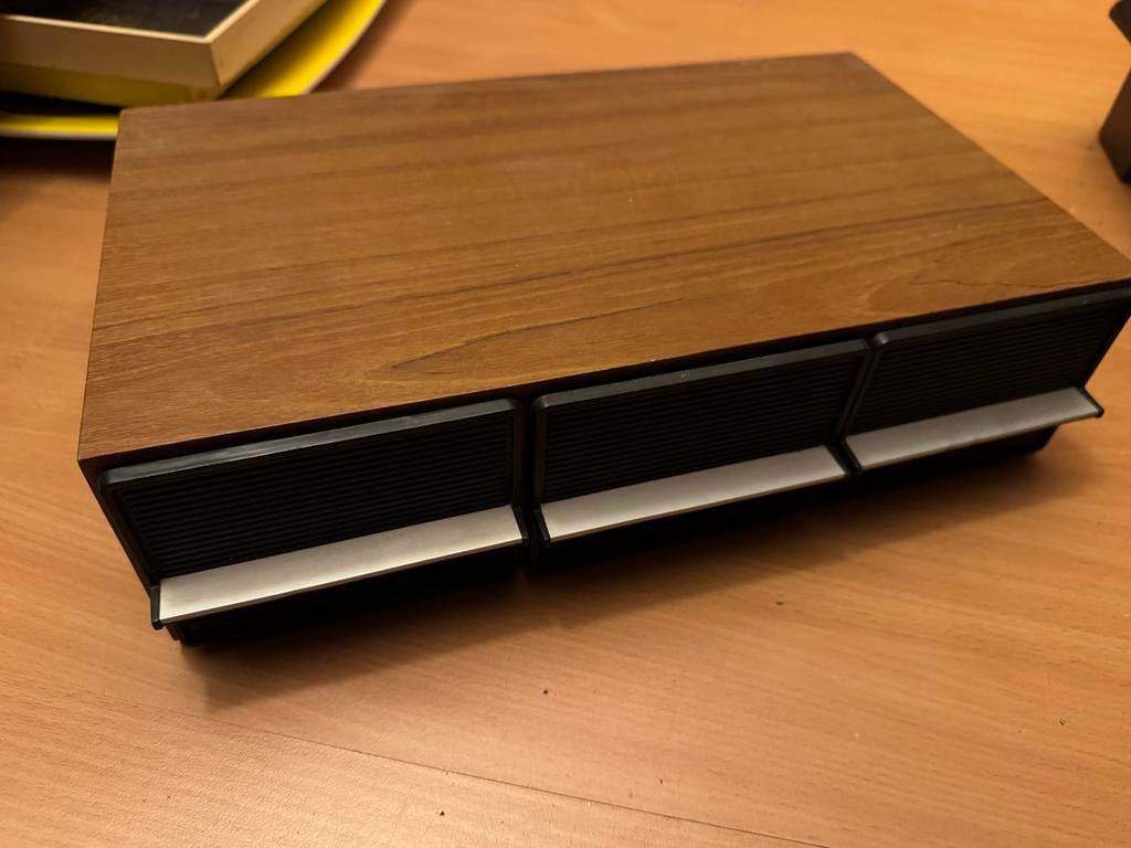 Vintage Cassette Opbergsysteem - Echt Fineer, Ophalen, Zo goed als nieuw, Hout
