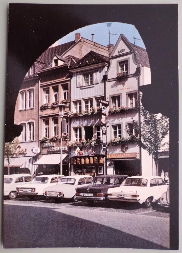 Dusseldorf - Duitsland - Marktstrasse - Oude autos - Opel, Ophalen of Verzenden, 1960 tot 1980, Ongelopen, Duitsland