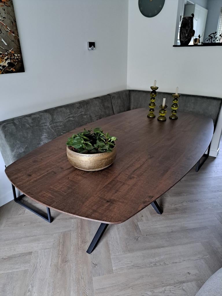 Deens ovaal Lamulux tafelblad (220x120), Ophalen, Overige materialen, Gebruikt, 100 tot 150 cm