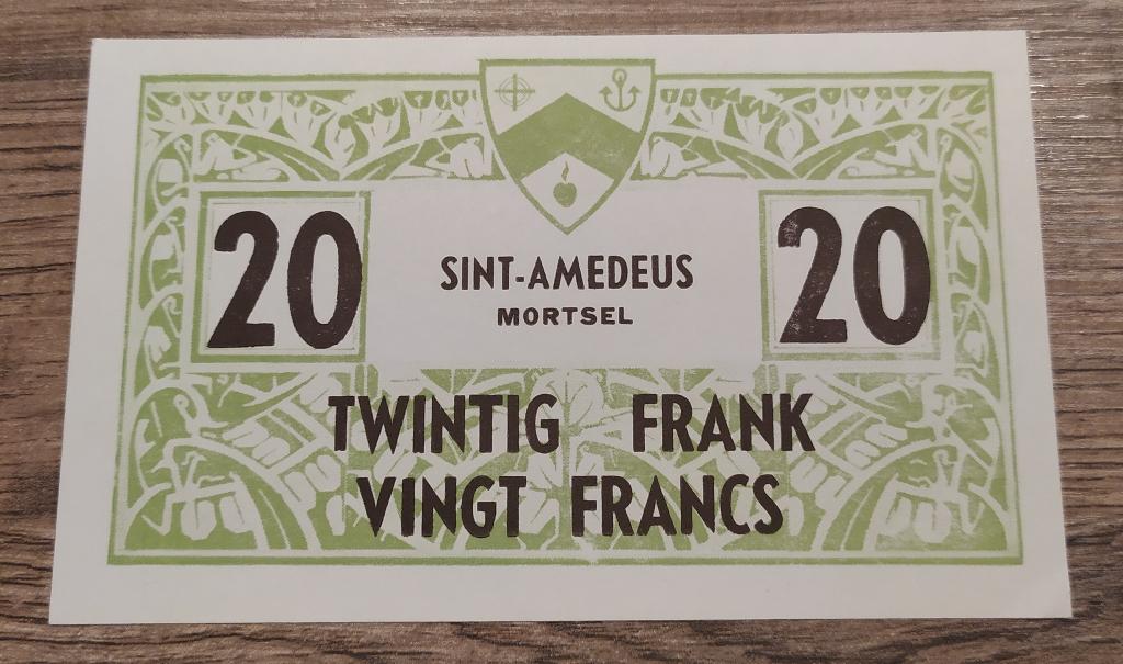 Gestichtsgeld - 20 Frank Sint-Amedeus Mortsel ('40-'50), Postzegels en Munten, Bankbiljetten | België, Ophalen of Verzenden, Los biljet