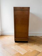 vintage houten smalle kast met rolluik / archiefkast, Ophalen
