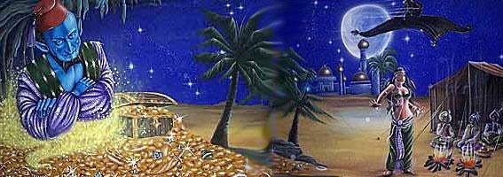 1001 Nacht Sprookjes Decordoek – Aladdin & Geest v.a. €85, Ophalen, Gebruikt, Overige