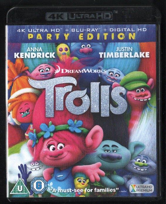 Trolls Party Edition. Blu-ray 4K UHD HDR., Cd's en Dvd's, Blu-ray, Ophalen of Verzenden, Zo goed als nieuw, Tekenfilms en Animatie