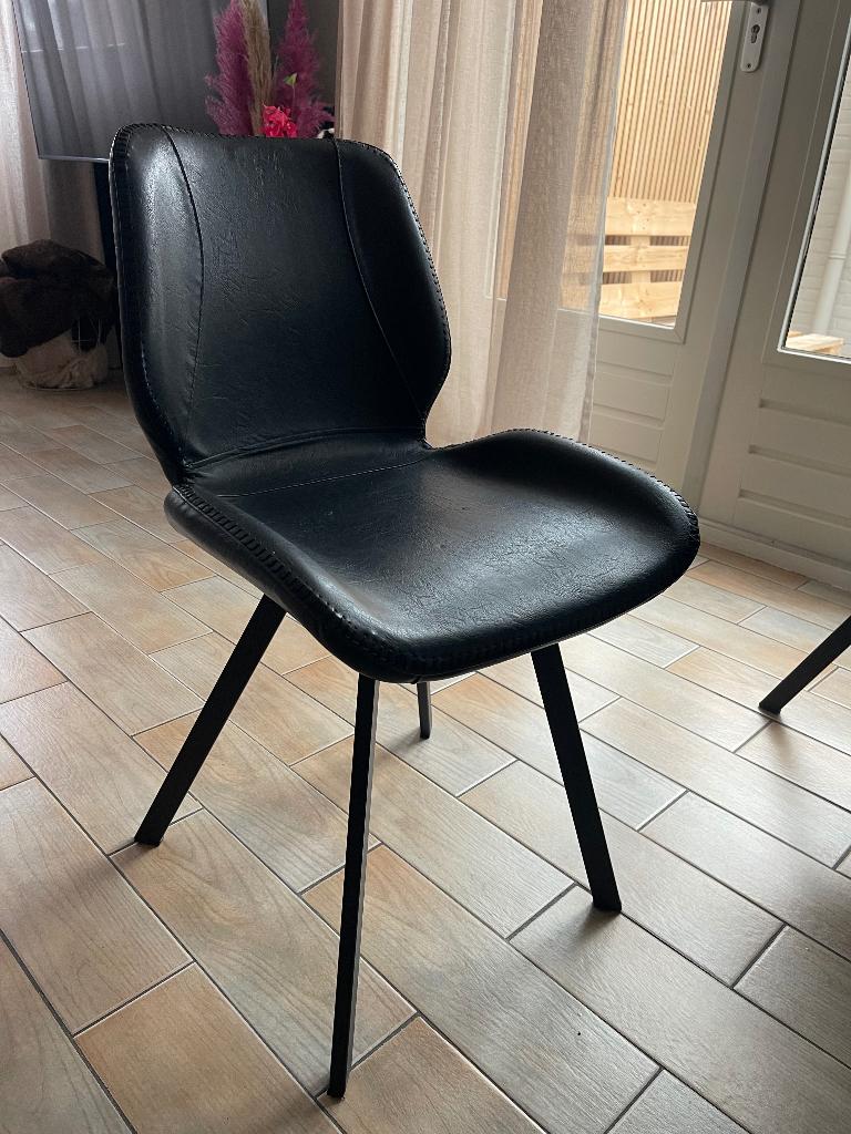 Eetkamer stoelen, Huis en Inrichting, Stoelen, Ophalen, Zwart, Leer, Zo goed als nieuw