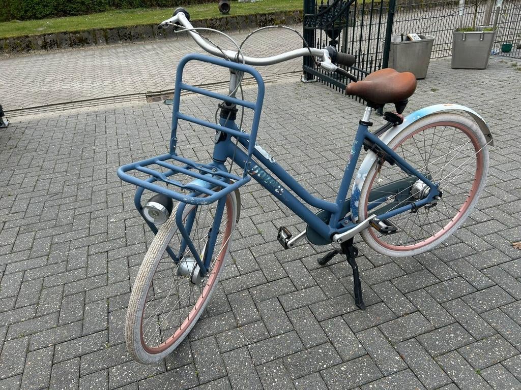 Gazelle Transportfiets Dames - Blauw met Roze Velgen, Ophalen, Terugtraprem, Gebruikt, 50 tot 53 cm
