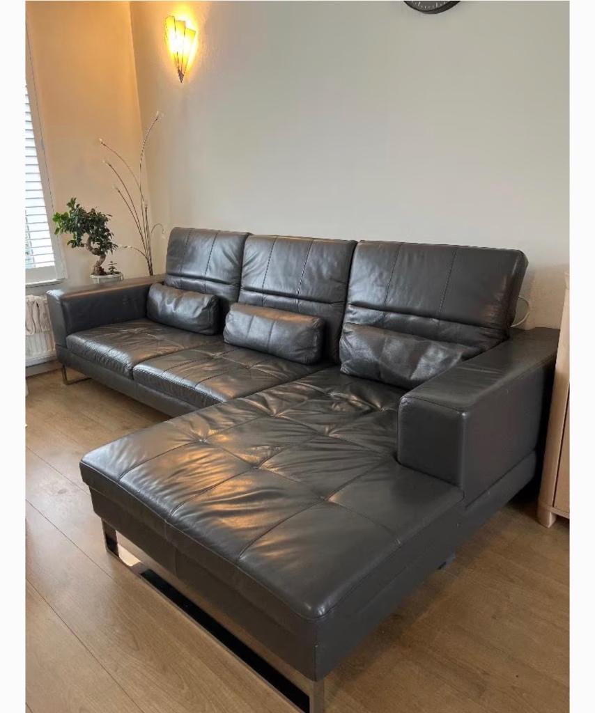 Echt leren bank GRATIS, Huis en Inrichting, Banken | Bankstellen, Ophalen, Gebruikt, 75 tot 100 cm