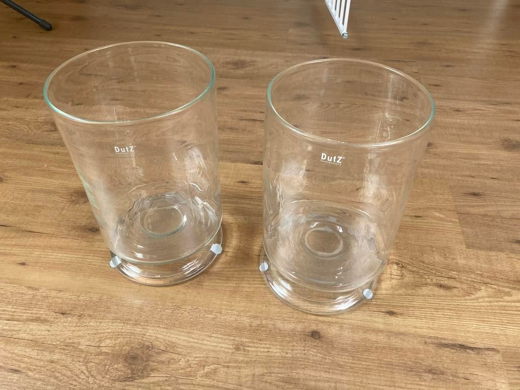 Set van 2 DUTZ windlichten - 35,5 cm hoog, Ophalen of Verzenden, Zo goed als nieuw, Glas