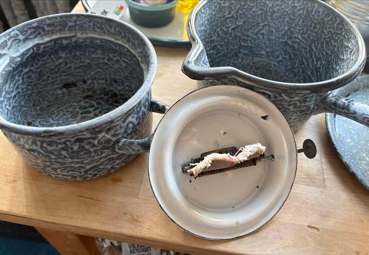 Vintage Emaille Petroleumstel - Origineel Haller, Antiek en Kunst, Antiek | Emaille, Ophalen of Verzenden