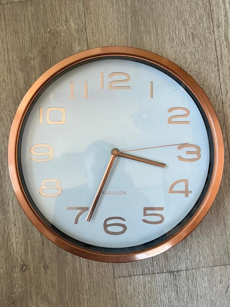 Karlson klok koperkleur, Ophalen, Zo goed als nieuw, Wandklok