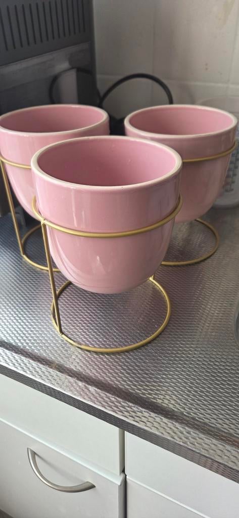 3 super leuk bloempotten op gouden standaard, Ophalen, Rond, Minder dan 30 cm
