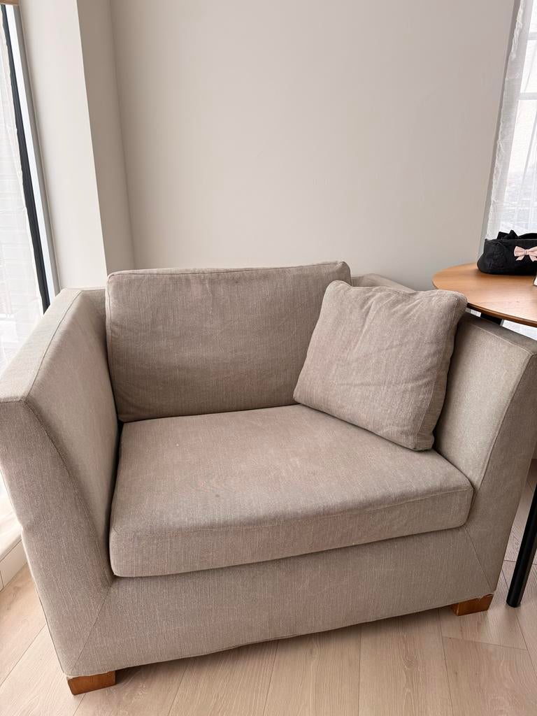 Loveseat bank grijs/beige, Ophalen, Gebruikt, Tweepersoons, 75 tot 100 cm