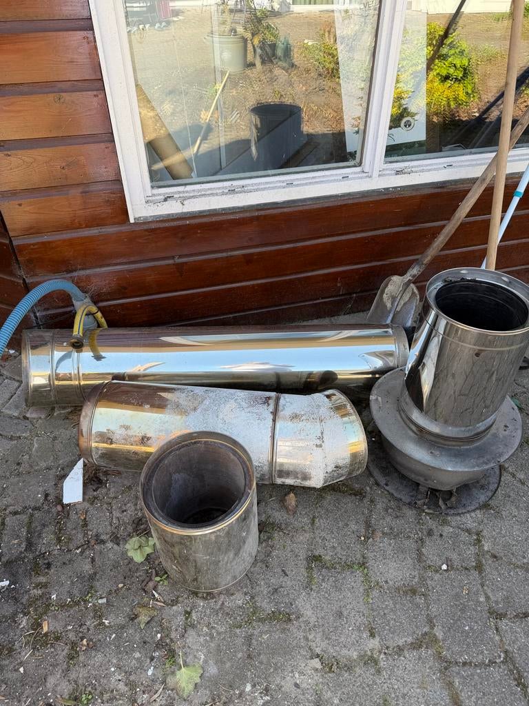 RVS Rookkanaal voor Houthaard - Diverse Delen, Ophalen, Gebruikt, Houthaard