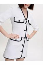 Maje Chique wit tweed jasje met zwarte bies, Maat 38/40 (M), Wit, Ophalen of Verzenden, Maje