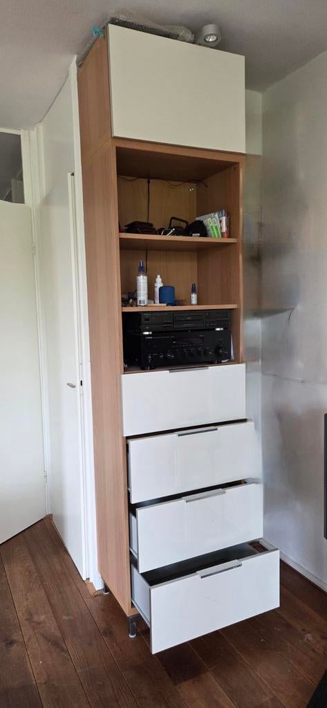 Hoge kast met lades en open vakken, Ophalen, Gebruikt