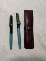 Gena jeans balpen en vulpen in rode lederen etui, Ophalen of Verzenden, Gebruikt
