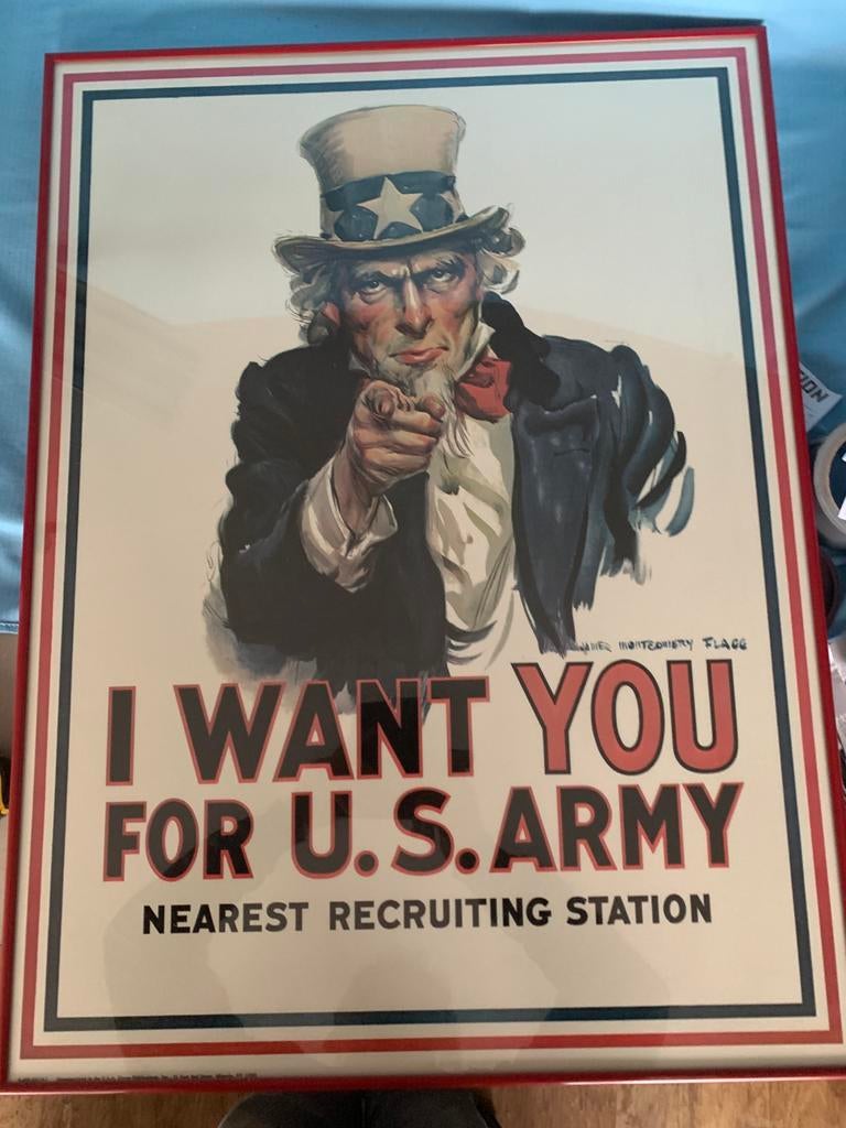 I want you For U S Army poster in lijst 77 cm bij 57 cm, Ophalen of Verzenden, Zo goed als nieuw, A1 t/m A3, Film en Tv