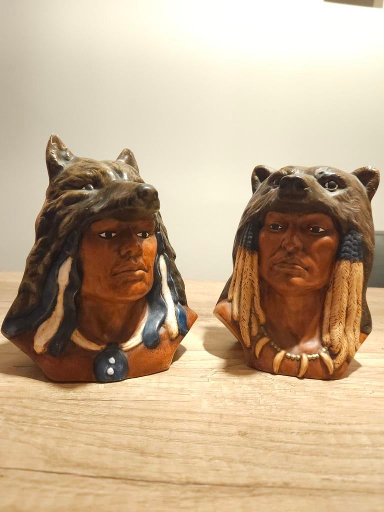 Set van beelden indianen (stijl), Verzamelen, Beelden en Beeldjes, Ophalen of Verzenden, Gebruikt, Mens