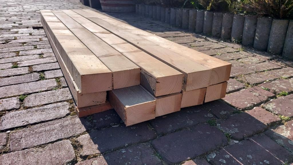 Gebruikte geïmpregneerde balkjes, Doe-het-zelf en Verbouw, Hout en Planken, Gebruikt, 50 mm of meer, Balk, Ophalen