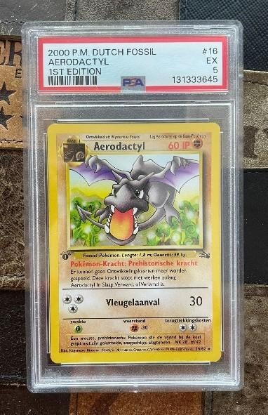 Aerodactyl #16 1st edition (dutch) PSA 5, Verzenden, Gebruikt, Losse kaart