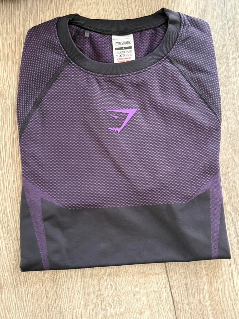 Gymshark Onyx 5.0 Seamless T-Shirt - Zwart/Paars, Fitness, Zwart, Nieuw, Ophalen of Verzenden