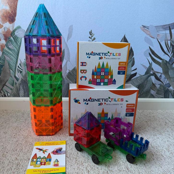 Magnetic tiles mega set 180 stuks -NIEUW-, Kinderen en Baby's, Speelgoed | Educatief en Creatief, Nieuw, Bouwen, Puzzelen, Ontdekken
