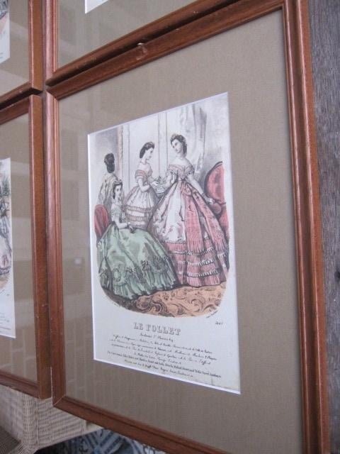 Set van 4 ingelijste oude modegravures, 37x30cm, Ophalen, Minder dan 50 cm, Minder dan 50 cm, Print