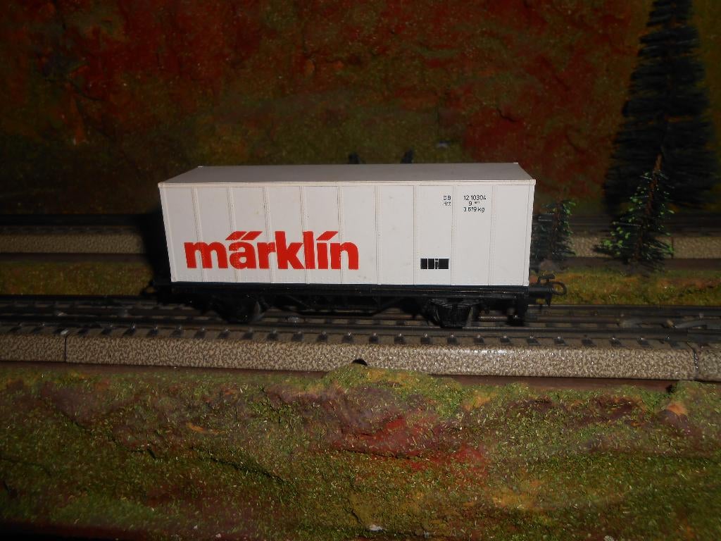 Märklin 4481 / 4415 eigen reclame wagon als container wagon, Wisselstroom, Gebruikt, Wagon, Ophalen of Verzenden