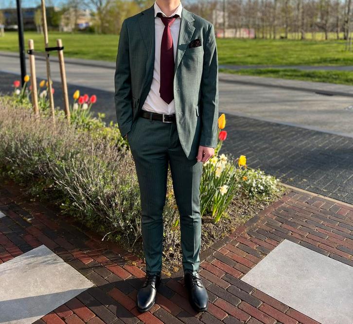 Doppelgänger gala kostuum, Kleding | Heren, Kostuums en Colberts, Gedragen, Overige maten, Groen, Ophalen