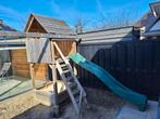 Speelhuisje met zandbak, glijbaan, trap en schommelhaken, Ophalen, Gebruikt, Hout