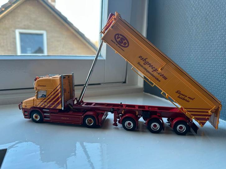 WSI Scania 4 Serie Torpedo VSB Groep Kipper Trailer, Hobby en Vrije tijd, Modelbouw | Auto's en Voertuigen, Zo goed als nieuw
